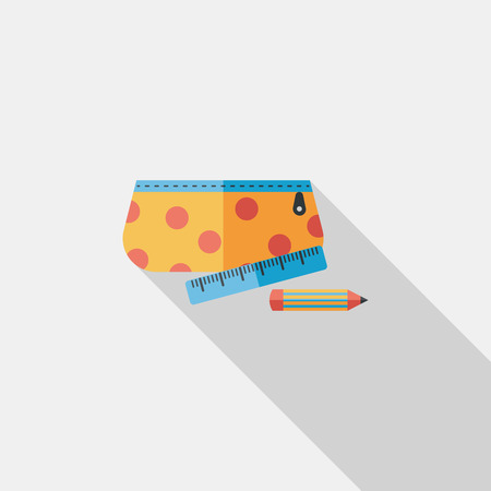 pencil box flat icon with long shadowのイラスト素材