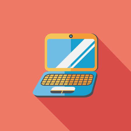 laptop flat icon with long shadowのイラスト素材