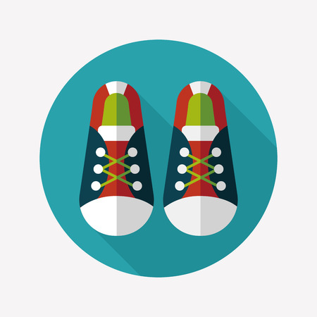 vintage shoes flat icon with long shadowのイラスト素材