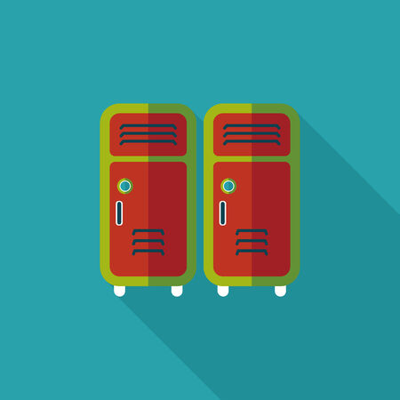 school lockers flat icon with long shadowのイラスト素材
