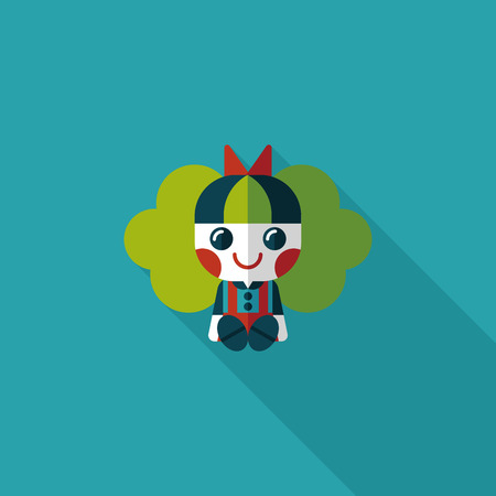 girl doll toy flat icon with long shadow,eps 10のイラスト素材