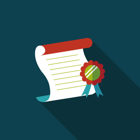 diploma flat icon with long shadow,eps10のイラスト素材