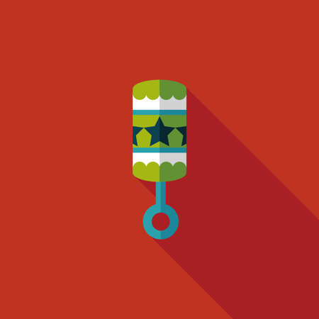 baby rattle flat icon with long shadowのイラスト素材