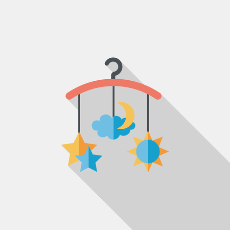 Baby crib hanging toy flat icon with long shadowのイラスト素材