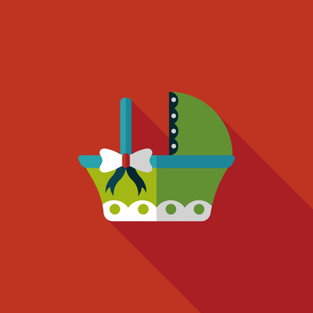 baby cradle bed flat icon with long shadowのイラスト素材