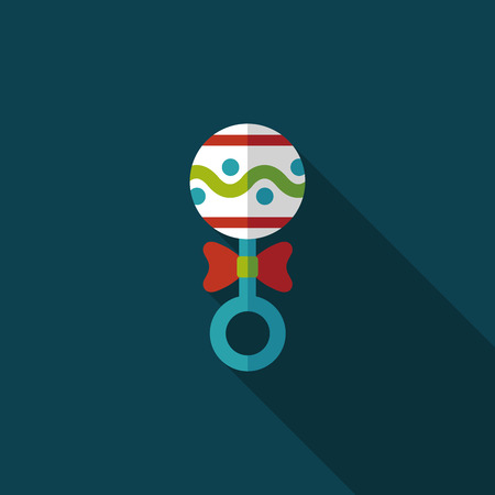baby rattle flat icon with long shadowのイラスト素材