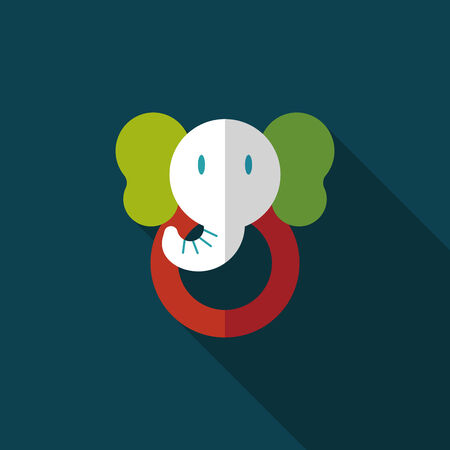 elephant toy flat icon with long shadowのイラスト素材