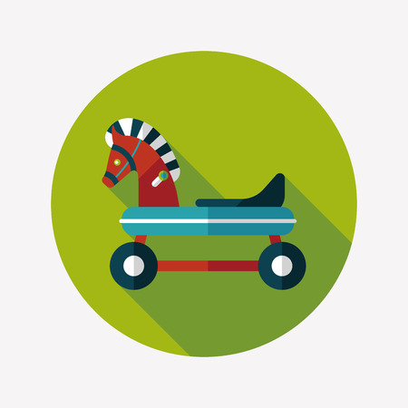 horse toy car flat icon with long shadowのイラスト素材