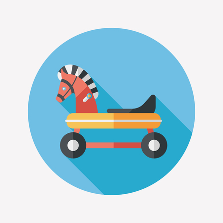 horse toy car flat icon with long shadowのイラスト素材