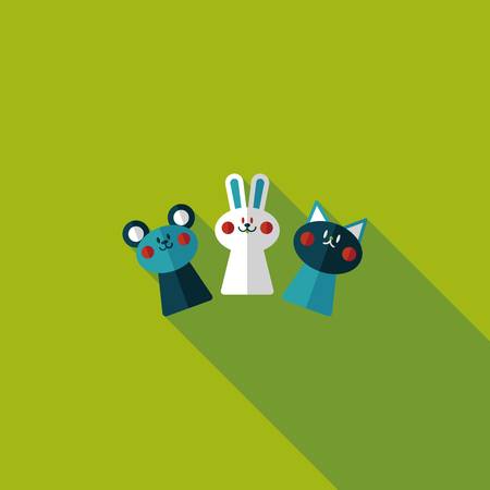 hand puppet flat icon with long shadowのイラスト素材