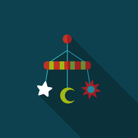 Baby crib hanging toy flat icon with long shadowのイラスト素材