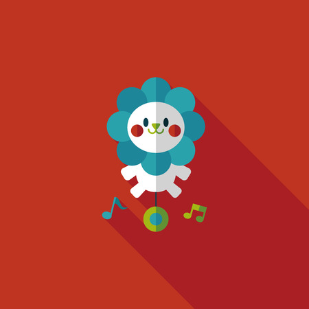 lion toy flat icon with long shadowのイラスト素材