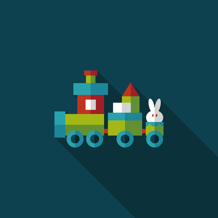 Train toy flat icon with long shadowのイラスト素材
