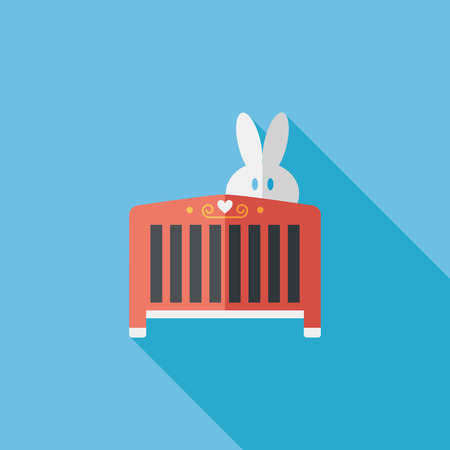 baby cradle bed flat icon with long shadowのイラスト素材