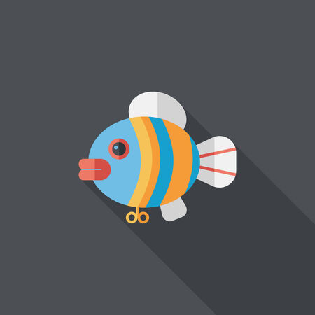 fish toy flat icon with long shadowのイラスト素材