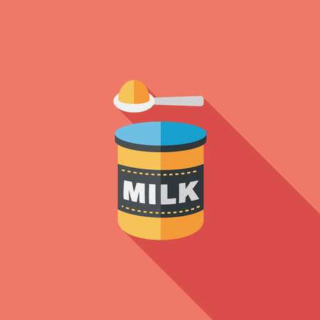 Powdered milk dairy food flat icon with long shadowのイラスト素材