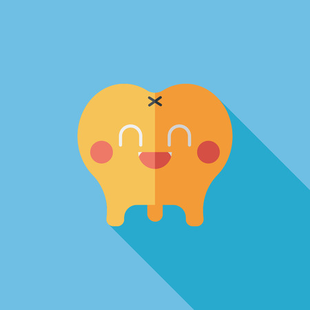 Tooth Flat style Icon with long shadowsのイラスト素材