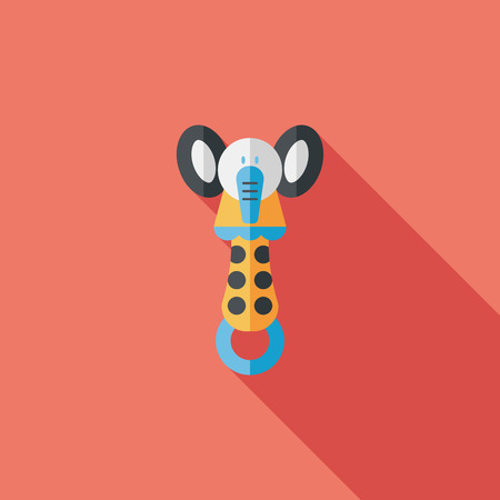 baby rattle flat icon with long shadowのイラスト素材