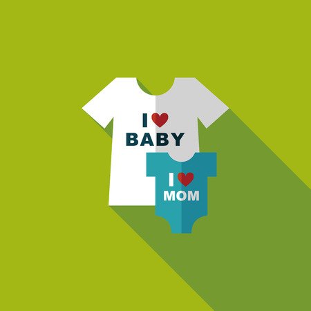 family clothes flat icon with long shadowのイラスト素材