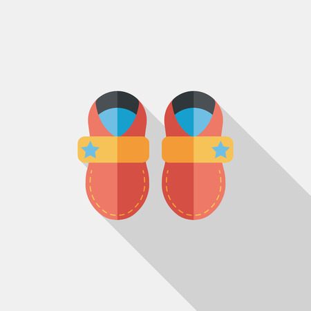 baby booties flat icon with long shadowのイラスト素材