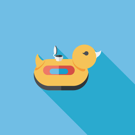 duck  Swim ring flat icon with long shadow,eps10のイラスト素材