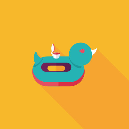 duck  Swim ring flat icon with long shadow,eps10のイラスト素材