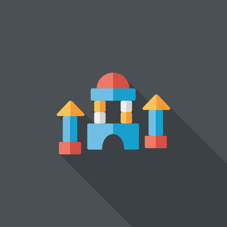brick house flat icon with long shadowのイラスト素材