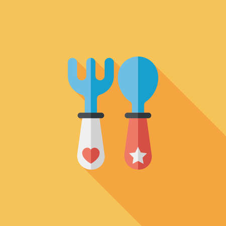 dishware and cutlery flat icon with long shadow,eps10のイラスト素材