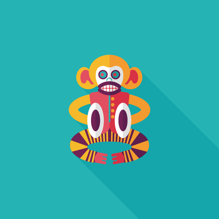 monkey toy flat icon with long shadow,eps10のイラスト素材