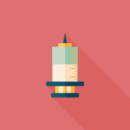syringe flat icon with long shadow のイラスト素材