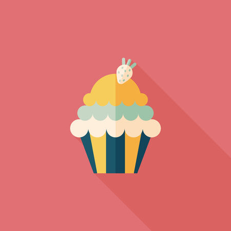 cupcake flat icon with long shadowのイラスト素材