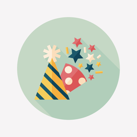 birthday party hat flat icon with long shadowのイラスト素材