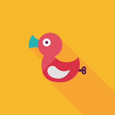 Duck toy flat icon with long shadow,eps 10のイラスト素材