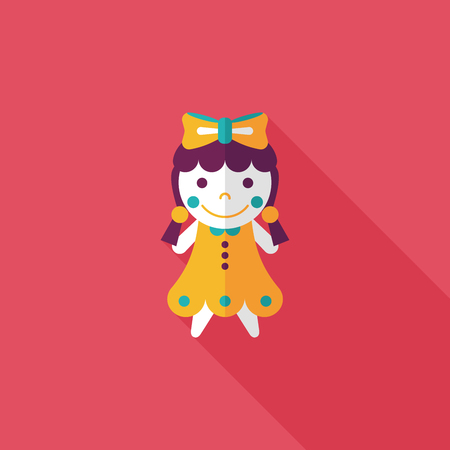 girl doll toy flat icon with long shadow,eps 10のイラスト素材