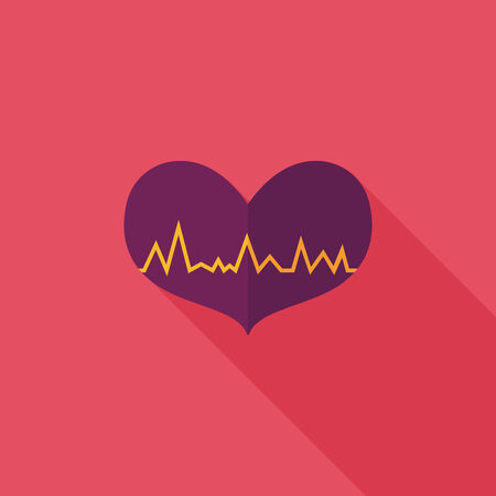 ECG heart flat icon with long shadowのイラスト素材