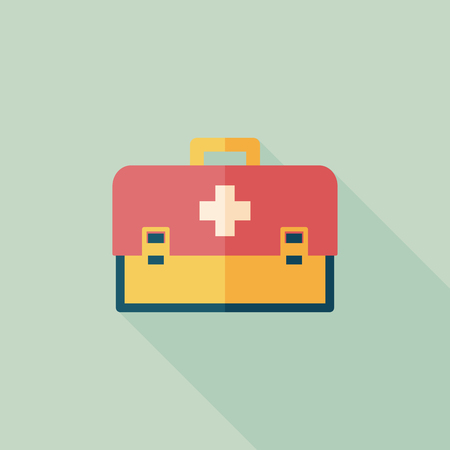 first aid kit flat icon with long shadowのイラスト素材