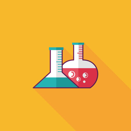 test tube flat icon with long shadowのイラスト素材