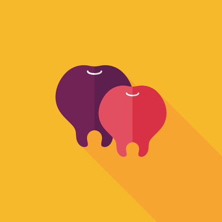 Tooth flat icon with long shadowのイラスト素材