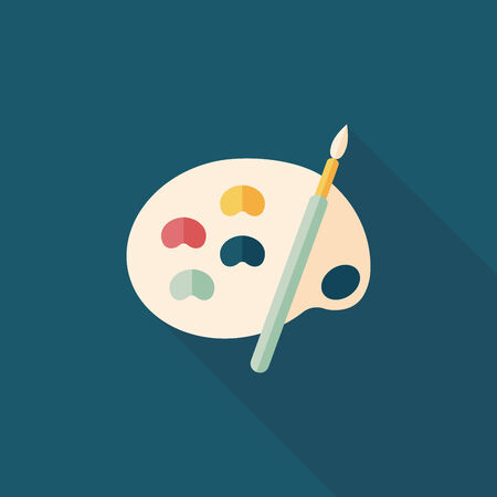 Art palette with paint brush flat icon with long shadow,eps 10のイラスト素材