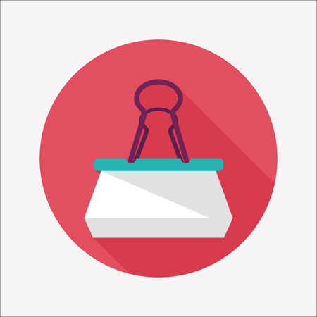 Black Paper clip flat icon with long shadow,eps10のイラスト素材