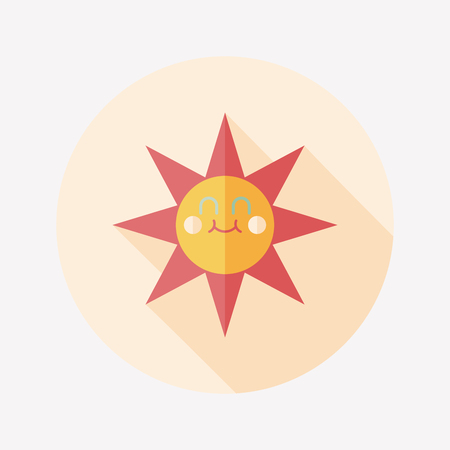 sun flat icon with long shadowのイラスト素材