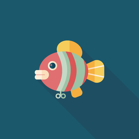 fish toy flat icon with long shadow,eps 10のイラスト素材