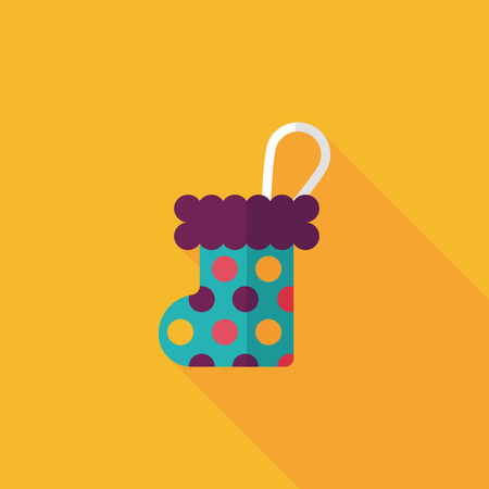 Christmas stocking flat icon with long shadow,EPS 10のイラスト素材