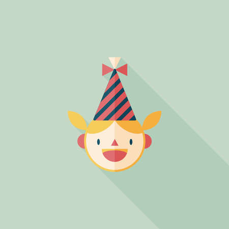 Birthday party girl flat icon with long shadow,eps10のイラスト素材
