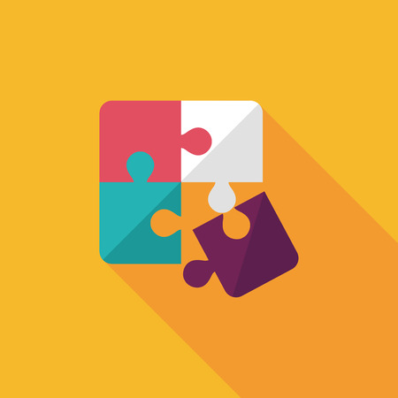 Puzzle flat icon with long shadow,EPS 10のイラスト素材