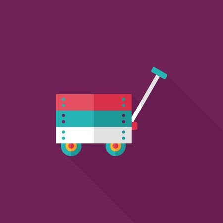 toy cart flat icon with long shadow,eps10のイラスト素材