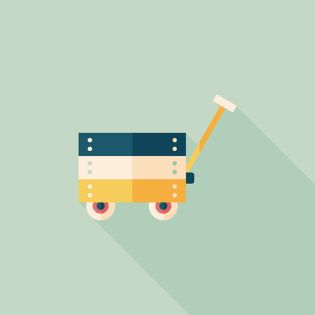 toy cart flat icon with long shadow,eps10のイラスト素材