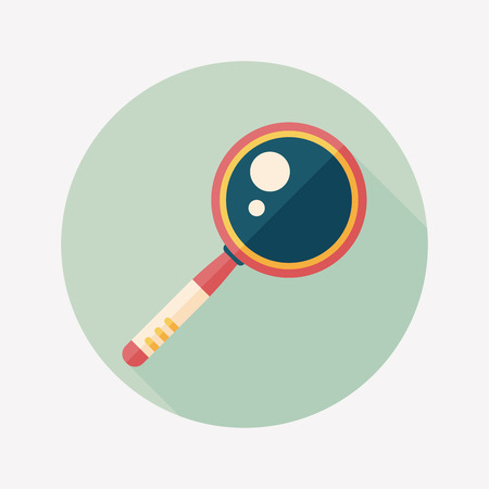 Magnifying Glass flat icon with long shadowのイラスト素材