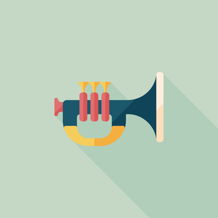 trumpet or horn flat icon with long shadow,eps10のイラスト素材