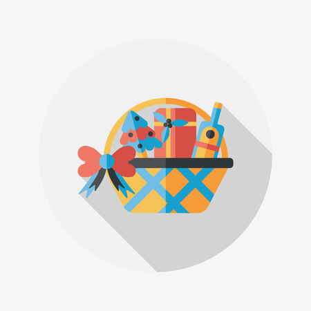 Christmas gift baskets flat icon with long shadowのイラスト素材
